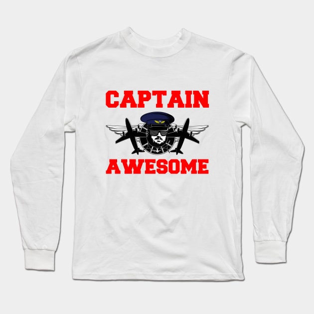 Captain Awesome Long Sleeve T-Shirt by HeeHeeTees